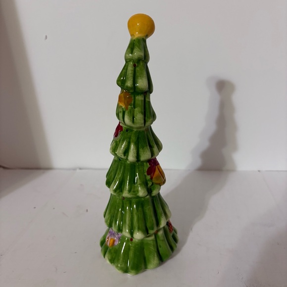Vintage Whimsical Crooked Skinny Ceramic Christmas Tree Jingle Bell Top - Picture 4 of 8
